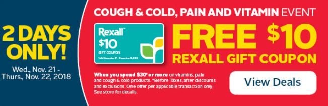 Free $10 gift coupon when you spend $30 or more on vitamins, pain, and cough & cold products at ...