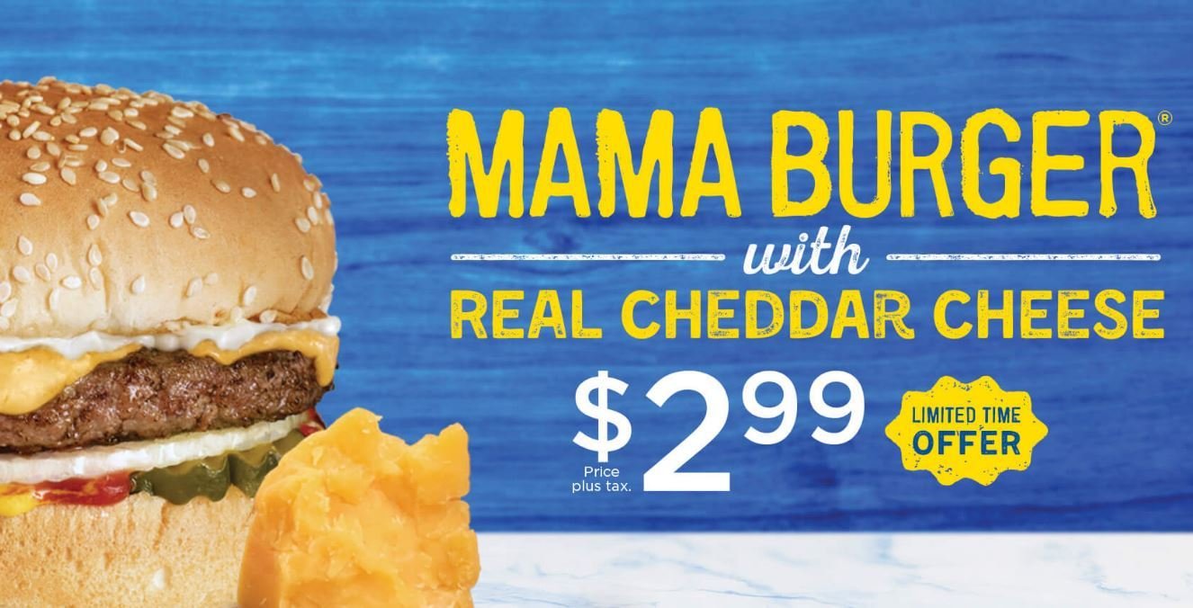 Mama Burger with Cheese $2.99 for a limited time only at A&W | Los Angeles Coupons | Daily Draws ...