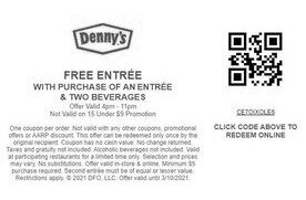 Free Entree With Purchase of Entree at Denny's | Stamford Coupons
