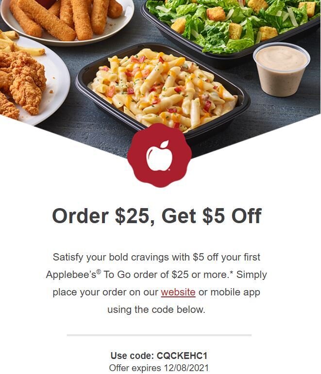 5 Off an Order of 25 or More at Applebee's Los Angeles Coupons