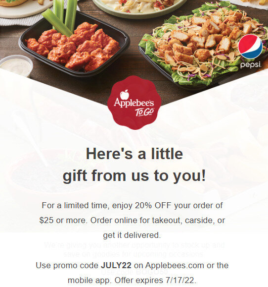 5 Off an Order of 25 or More at Applebee's Wilmington Coupons