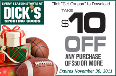 Printable Coupon: $10 Off Any Purchase of $50 or More at Dick's Sporting Goods | Indianapolis ...