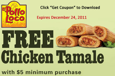 Printable Coupon: FREE Chicken Tamale With $5 Minimum ...