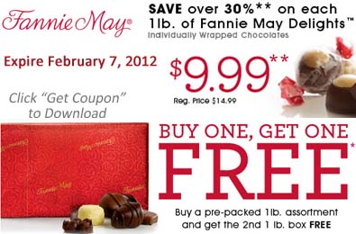Printable Coupon: Till FEBRUARY 7, 2012 Simply! Order A person 1lb picture regarding Fannie May Coupons Printable known as Printable Coupon: Right until FEBRUARY 7, 2012 Simply! Order One particular 1lb