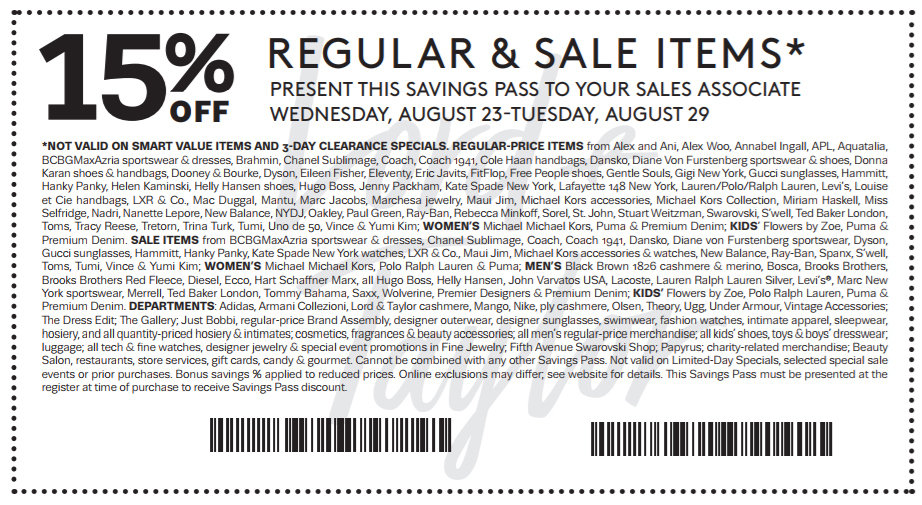 15 off at Lord & Taylor Los Angeles Coupons Daily Draws, Coupons